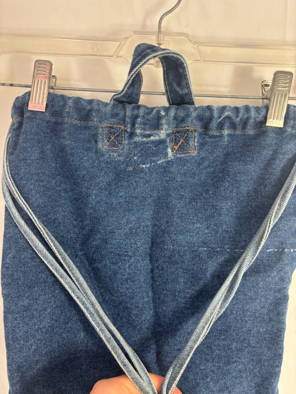 Y2K Embroidered Denim Drawstring Backpack LEI - Picture 5 of 7